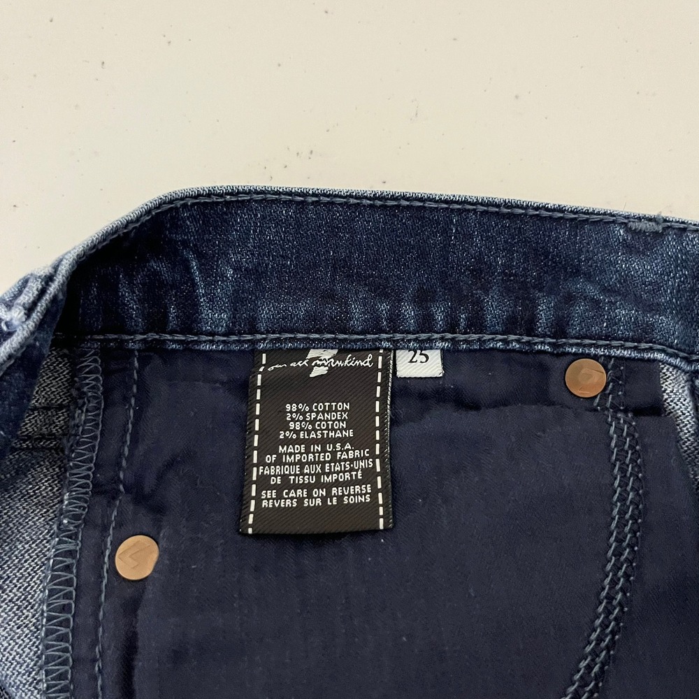 7 For All Mankind Womens Cut Off Denim Shorts Dark Wash Raw Hem Size 25 - Picture 3 of 12